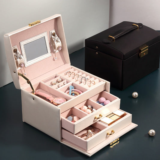 DOWNTOWN 2 draw Jewellery Case Pearl White open view
