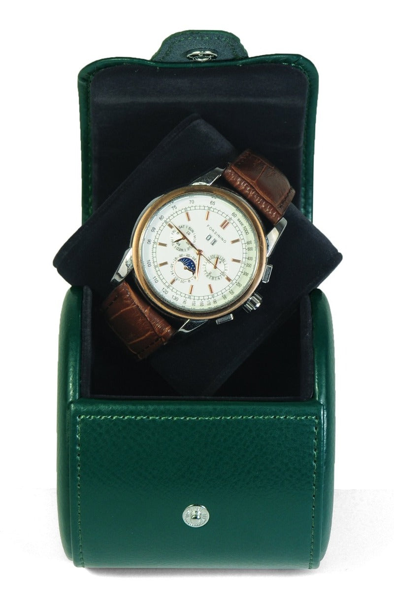 ROOSEVELT Watch travel case Green open view