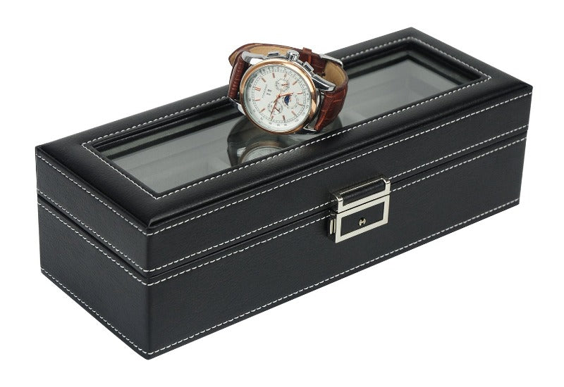 HUDSON 5 Slot Watch Case Black closed side view