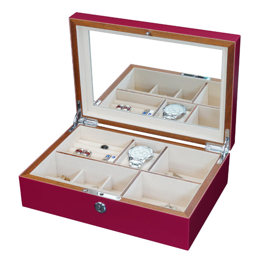 CHELSEA Wooden Jewellery Box Rose Red