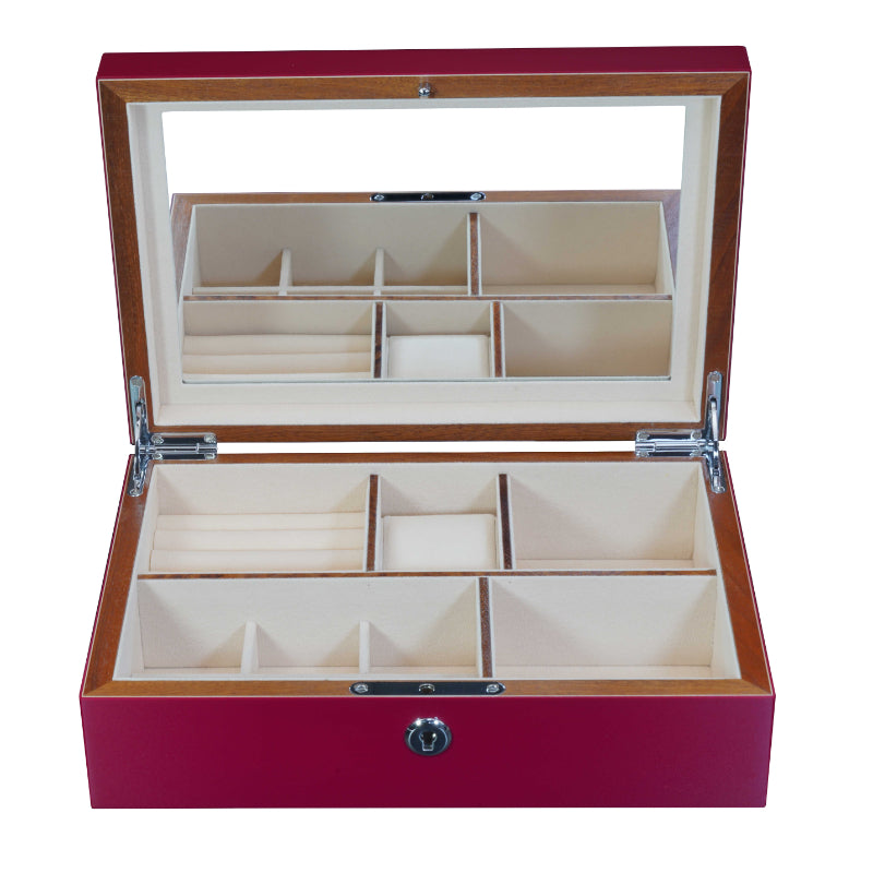 CHELSEA Wooden Jewellery Box Rose Red