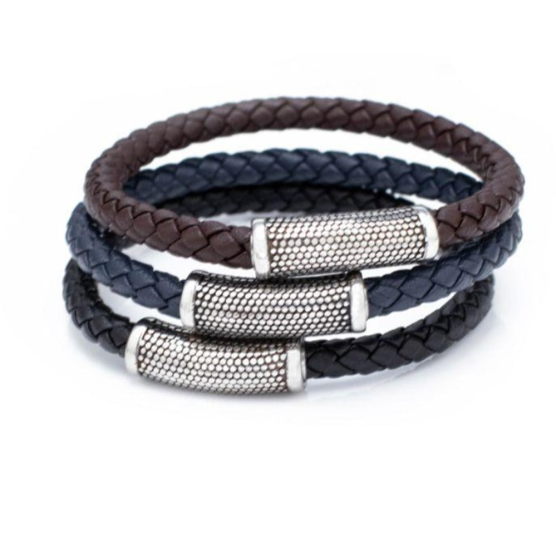 BROOKLYN Leather Bracelet stacked view
