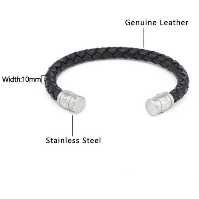 BROOKLYN Leather Cuff Bracelet Silver dimensions