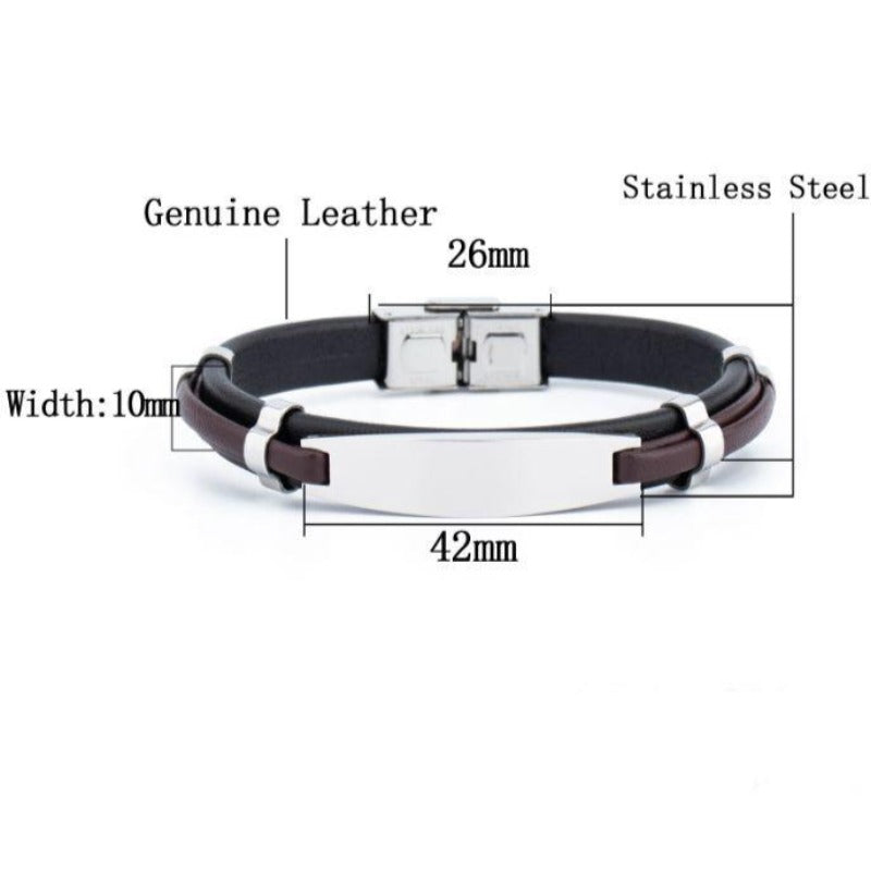 BROOKLYN Leather ID Bracelet dimensions